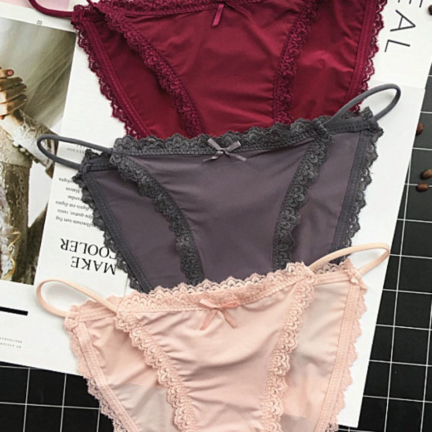 Quần lót nữ cấp gợi cảm, quần chíp 2 dây viền ren sexy thoáng mát mềm mịn Kingshop L829