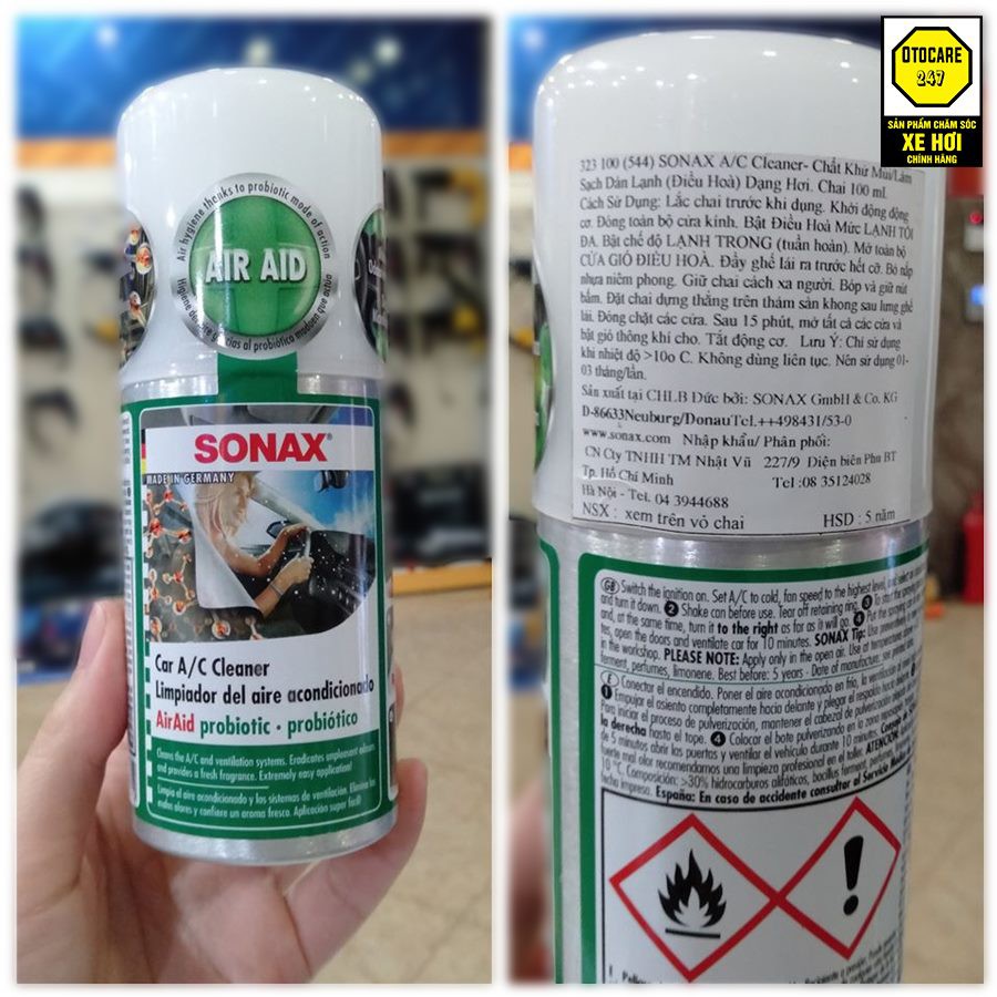 (TẶNG KHĂN LAU XE) SONAX KHỬ MÙI DIỆT KHUẨN DÀN LẠNH XE Ô TÔ ( SONAX CAR AC CLEANER)