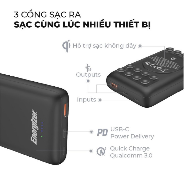 Sạc dự phòng không dây 10000 mah  FREESHIP  Cốc hút chắc chắn (Suction Cup)  – Đa chuẩn sạc nhanh , bảo hành 1 năm