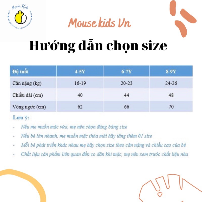 Áo 100% cotton cổ tàu màu vàng cho bé tri 4tuổi-9tuổi Mouse kids