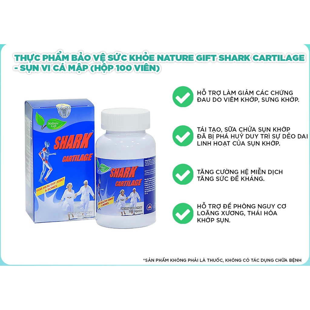 Sụn Cá Mập hỗ trợ xương khớp của Mỹ Shark Cartilage