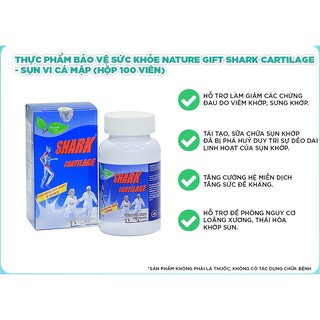 Sụn Cá Mập Shark Cartilage hỗ trợ xương khớp của Mỹ (100v/hộp)