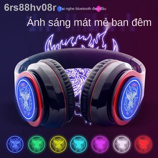 ✽☒❇tai nghe bluetooth phát sáng gắn thẻ không dây siêu trầm loại lớn bịt tai phổ thông cho máy tính và điện thoại di độn