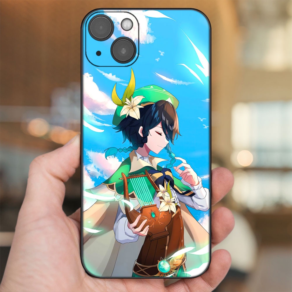 Ốp lưng iPhone 14 Plus dẻo đen cạnh vuông in hình Venti Genshin Impact