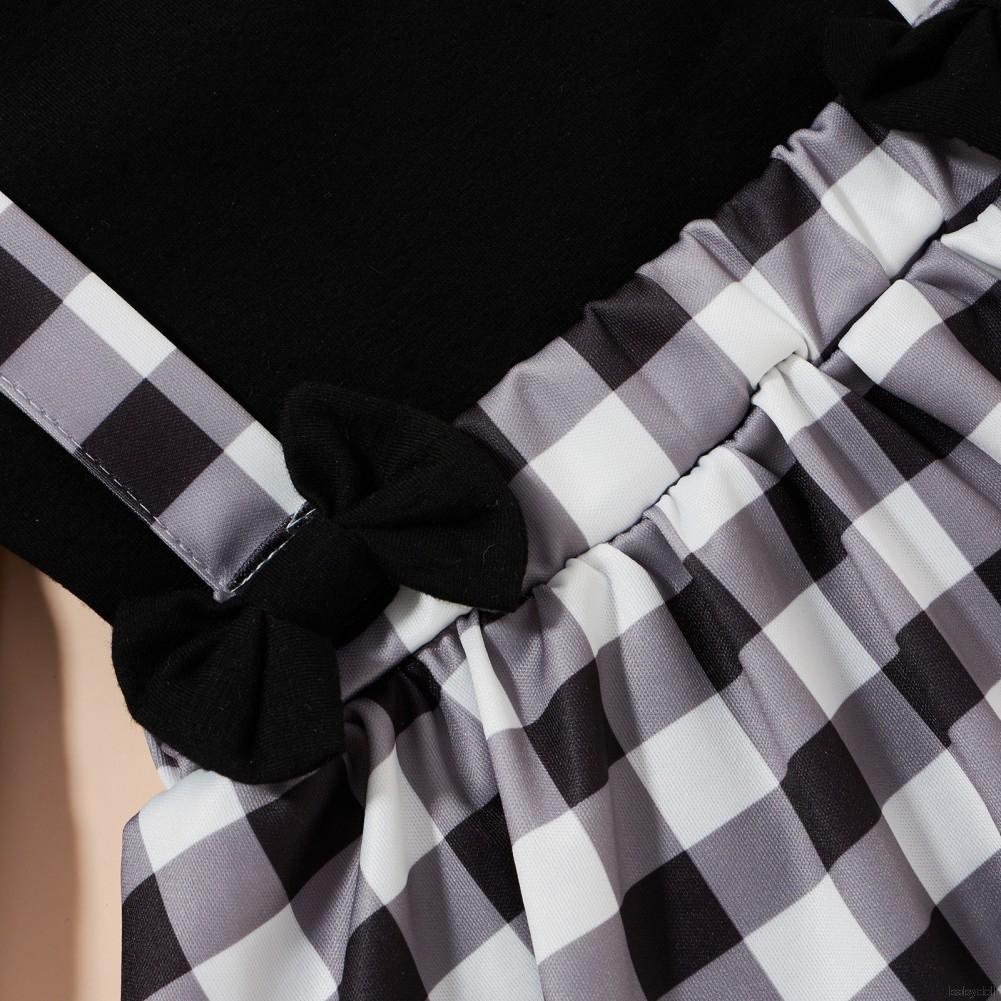 Bộ Trang Phục 3 Món Gồm Áo Tay Dài Màu Trơn + Đầm Yếm + Băng Đô Nơ Cho Bé Gái 0-5 Tuổi