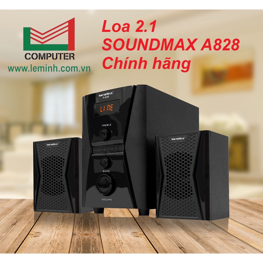 Loa 2.1 SOUNDMAX A828 Chính hãng (USB, Thẻ nhớ, Bluetooth, Remote)