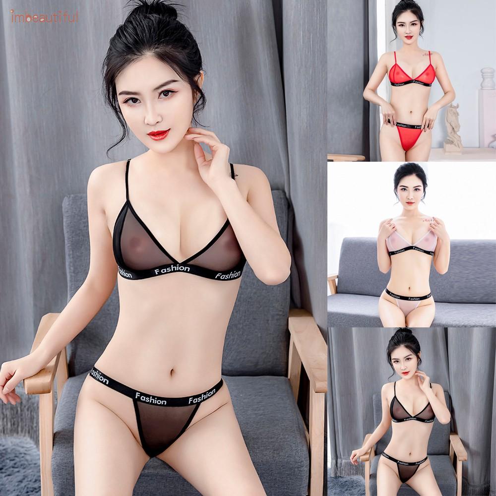 Bộ đồ lót lưới xuyên thấu kiểu dáng gợi cảm cho nữ