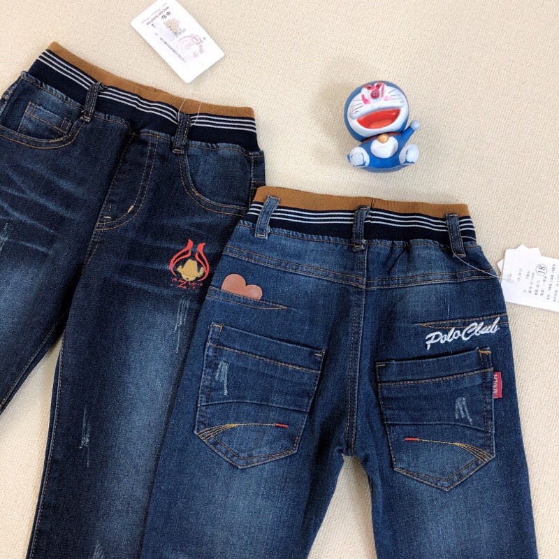 Quần bò trẻ em Polo 6-12 tuổi  Quần Jean bé trai denim cạp chun 1221