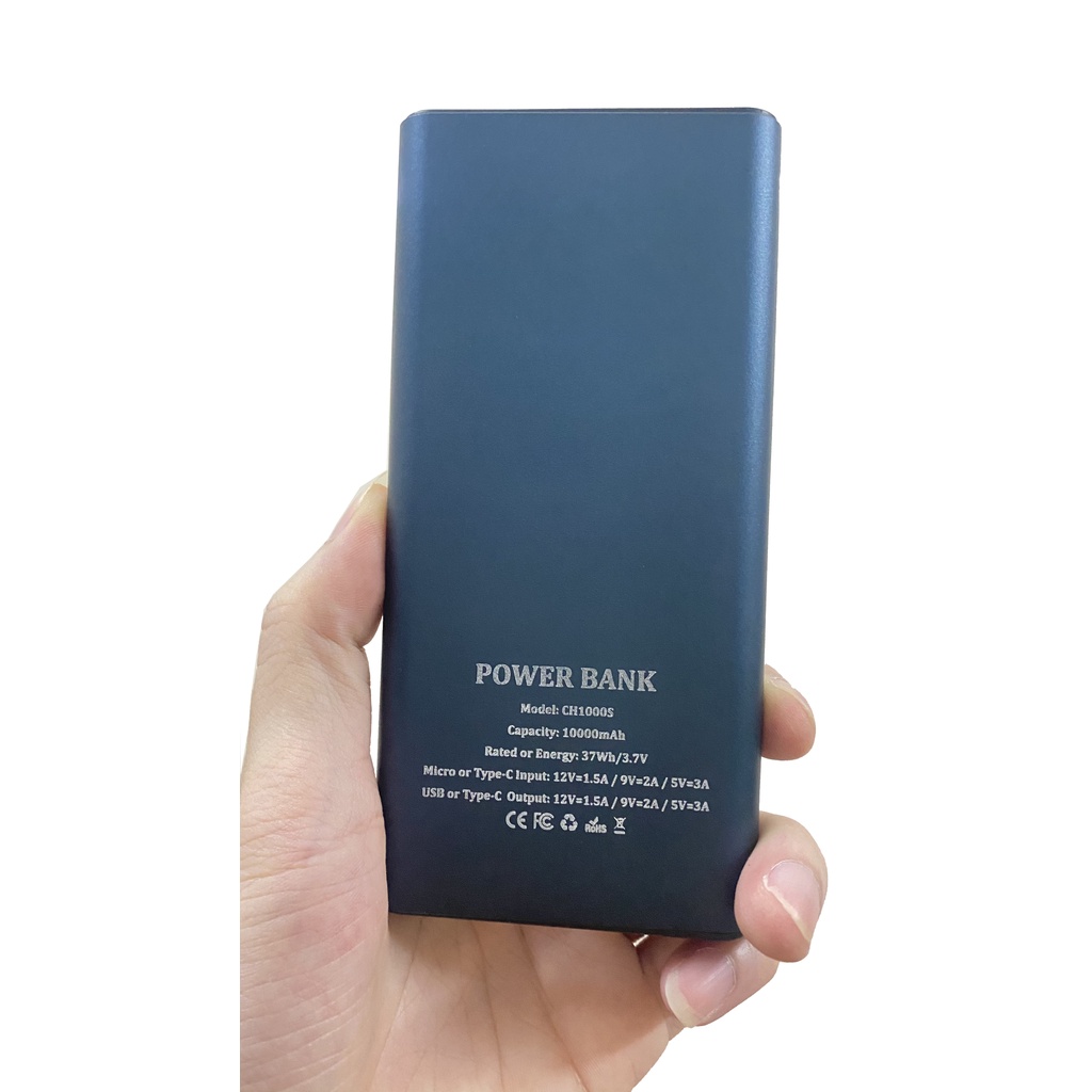 Sạc Dự Phòng QC 3.0 PD 18W  10000mAh Vỏ nhôm cho iPhone Huawei Samsung Xiaomi Oppo Vivo Realme