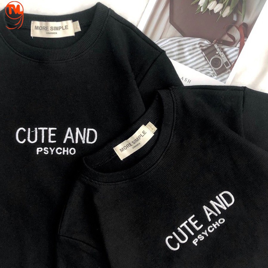 [Mã FAMAYWA giảm 10K đơn 50K] Áo croptop nữ tay ngắn, croptop rua gấu thêu chữ Cute And Psycho. | BigBuy360 - bigbuy360.vn