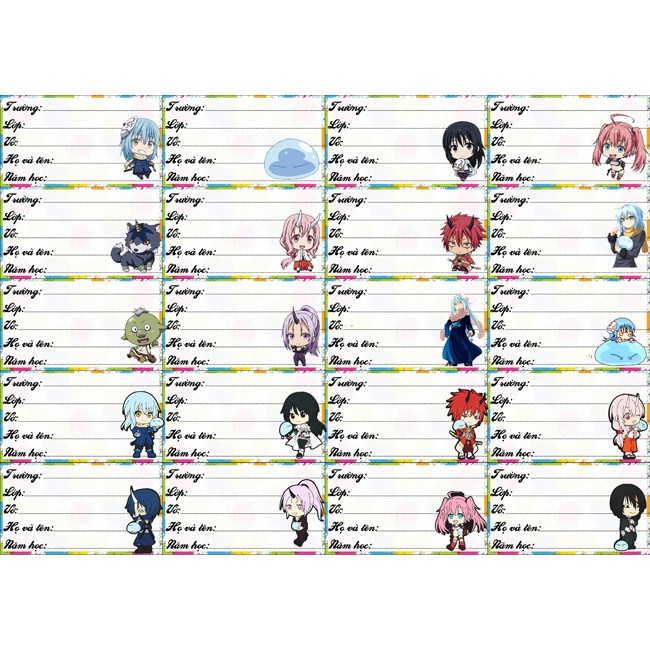 nhãn vở Tensei Shitara Slime Datta Ken - Rimuru Tempest