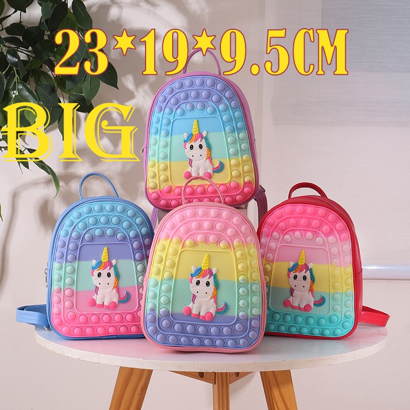 Pop IT Balo Đi Học Sức Chứa Lớn Hình Kỳ Lân Đồ Chơi Silicon Cho Trẻ Em Poppy Playtime, Túi đeo vai kỳ lân