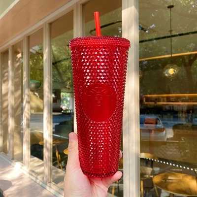 Ly Uống Nước Starbucks Họa Tiết Kim Cương Màu Bạc / Bạc Có Thể Tái Sử Dụng
