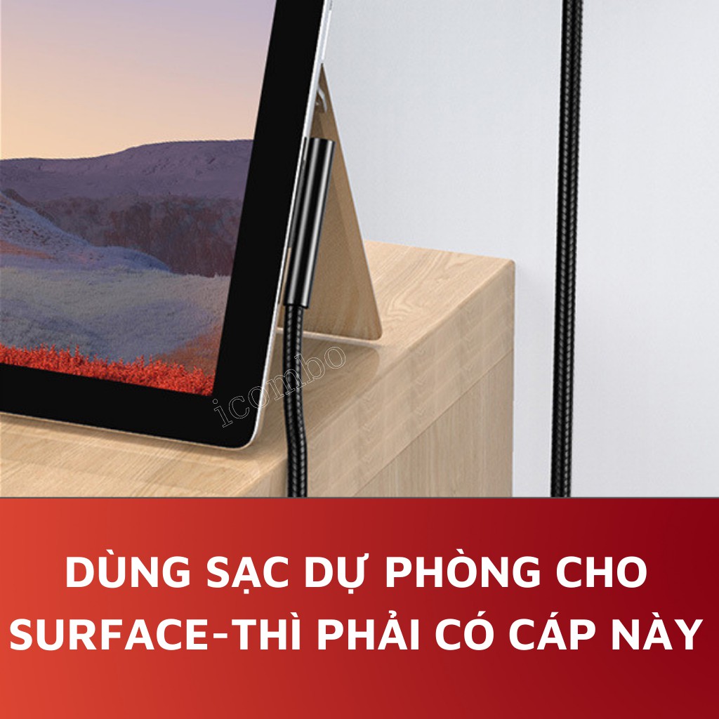 Cáp sạc type-c surface pro 3,4,5,6,7 surface laptop 1,2,3 surface book 1,2,3