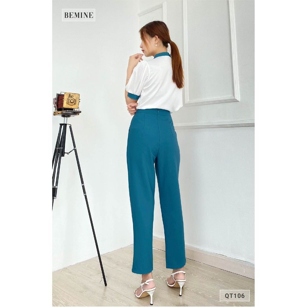Quần tây nữ baggy dáng ôm sang trọng BEMINE QT106XANH