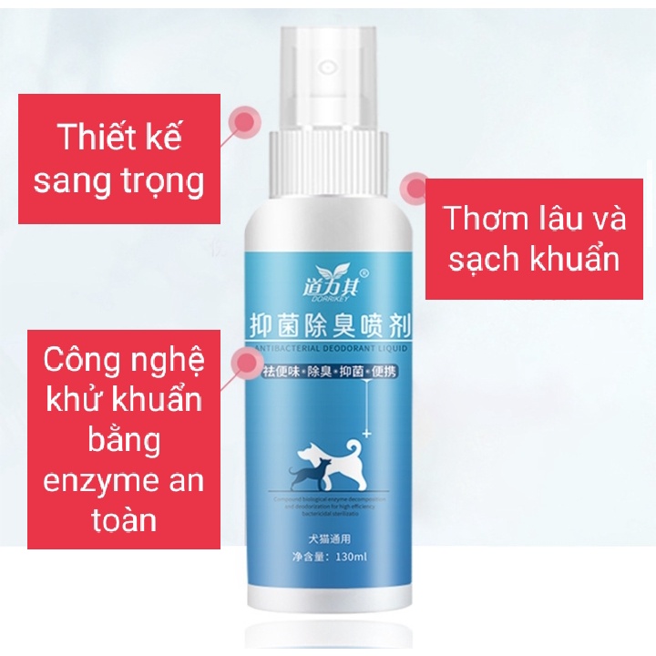 Nước hoa xịt khuẩn khử mùi cho Chó Mèo DORRIKEY 120ml hương thơm sang chảnh