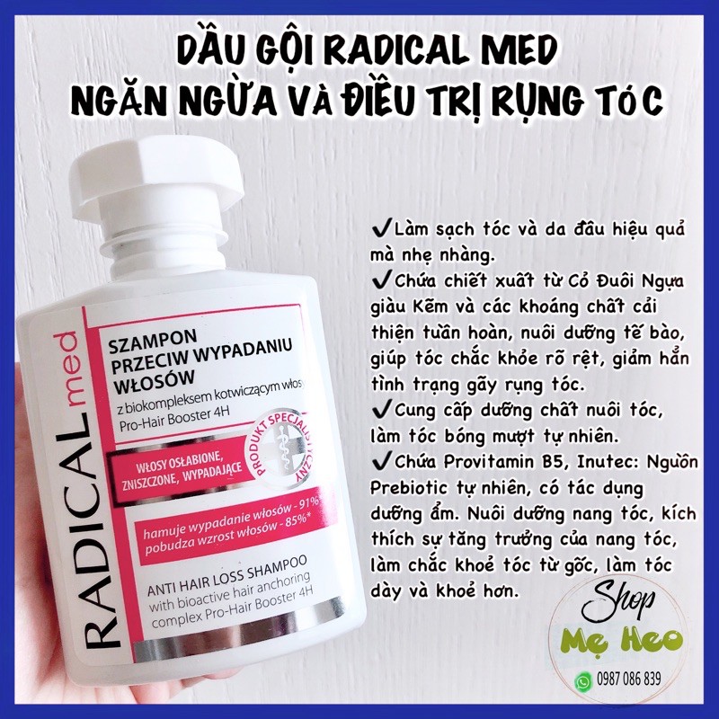 [ĐỦ BILL] Dầu gội ngăn rụng tóc RADICAL MED 300ml