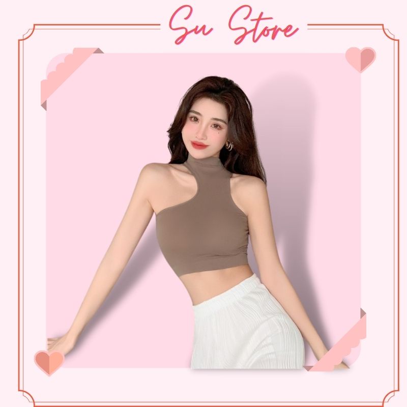 Áo Bra CropTop Cotton, Áo Lót Nữ Có Cổ [Đặt Biệt Có Mút Ngực ] - 1809