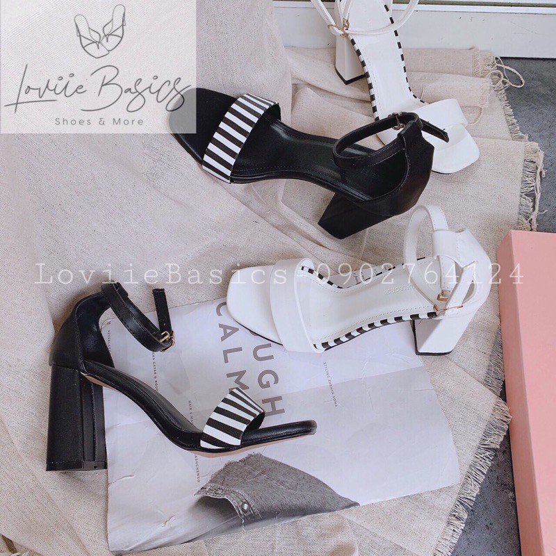 LOVIIE BASICS - SANDAL CAO GÓT 7CM BÍT HẬU ĐẾ TRỤ - GIÀY SANDAL BÍT HẬU CAO GÓT 7 PHÂN - SANDAL CAO GÓT ĐẾ VUÔNG G201048