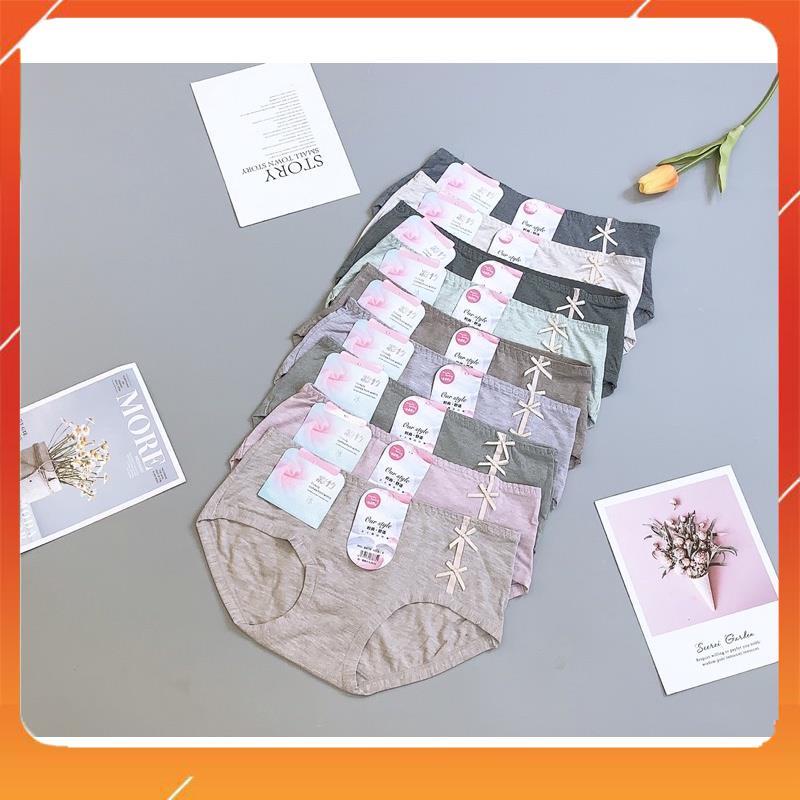 Quần lót nữ chất liệu cotton đũi cao cấp kháng khuẩn thấm hút mồ hôi mix 2 nơ lệch Q2619