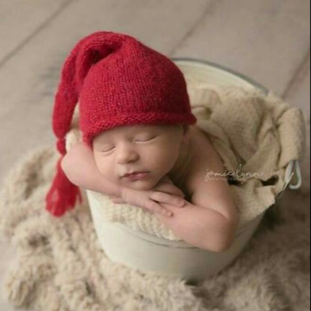 Nón len chóp nhọn newborn