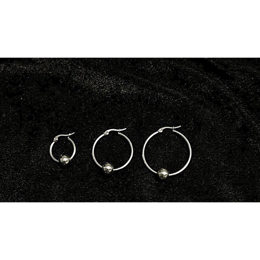 Round Marble Earring khuyên tai titan tròn phối bi không gỉ không đen không dị ứng nam nữ unisex