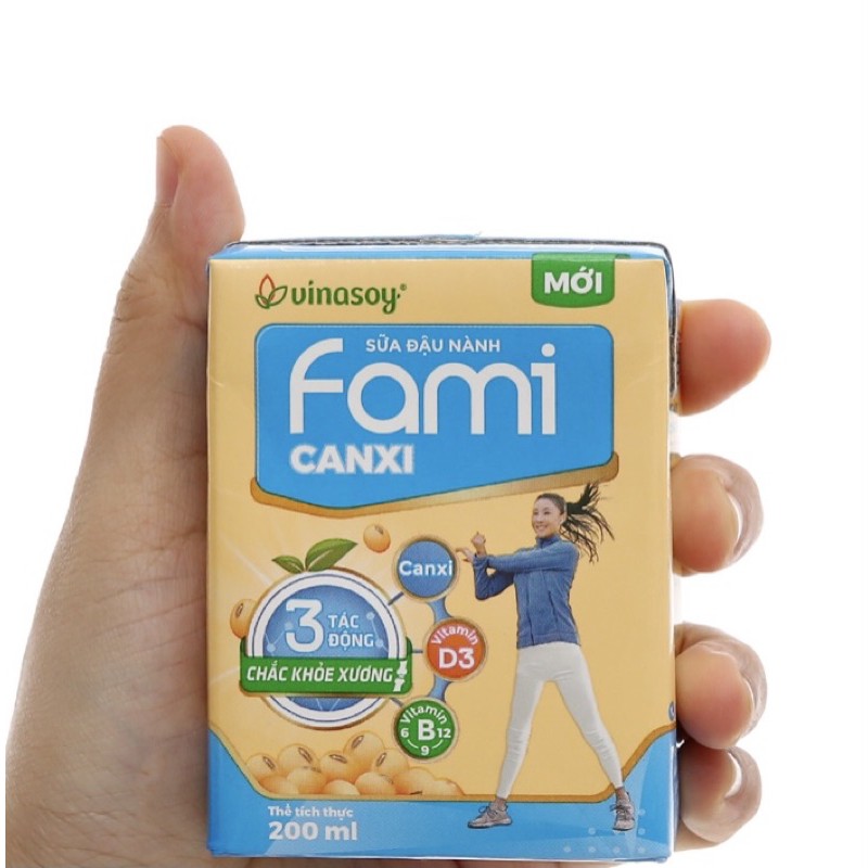 VỈ SỮA ĐẬU NÀNH FAMI NGUYÊN CHẤT/ CANXI 6x200ML