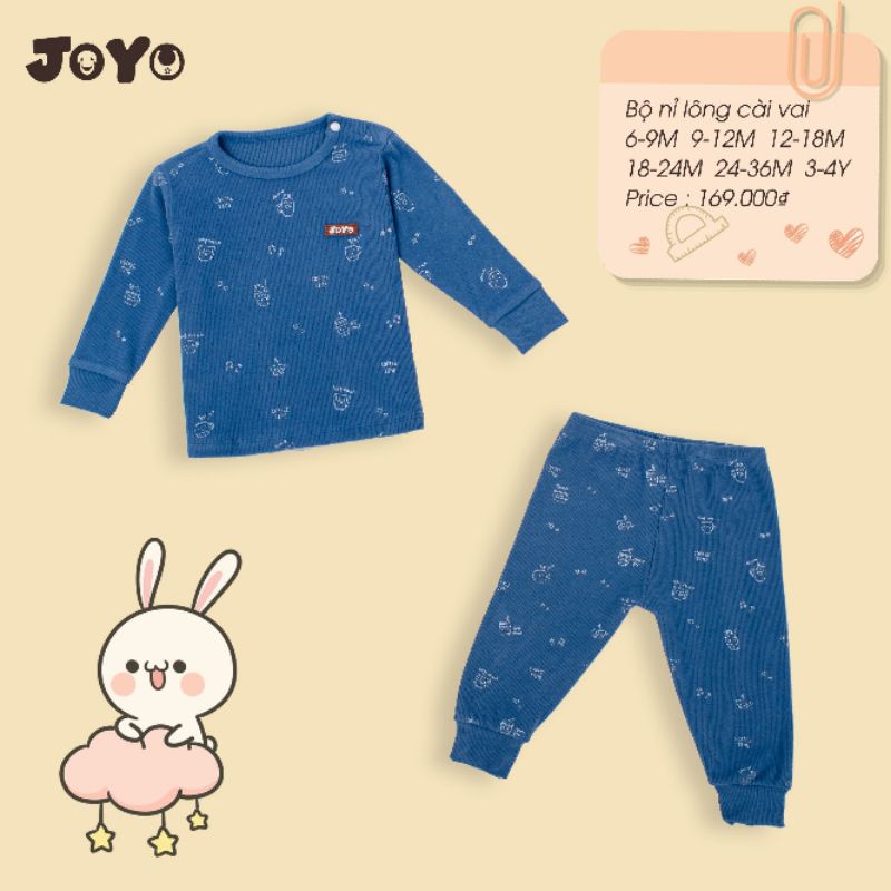 Joyo - Bộ quần áo dài tay cho bé vải nỉ lông thu đông ấm áp cho bé 8-17kg Jojo