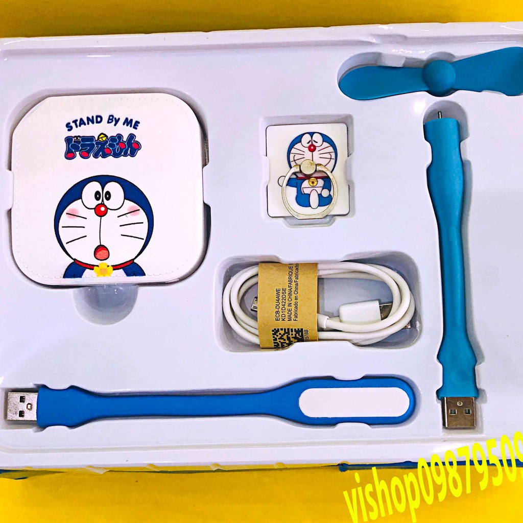 BỘ COMBO SẠC DỰ PHÒNG 5 MÓN ĐÁNG YÊU HÌNH DOREMON – HELLO KITTY