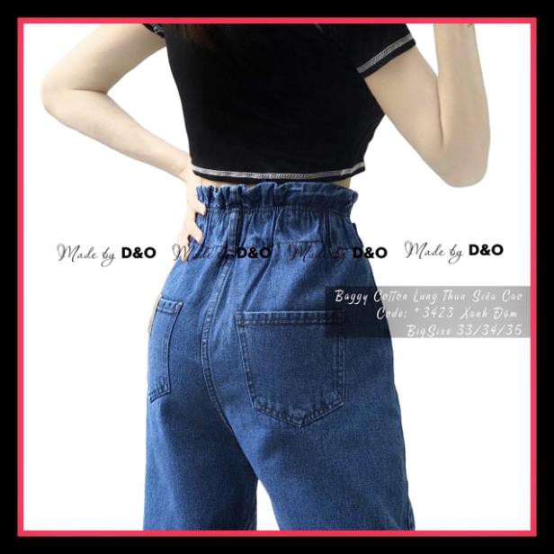 12.12 Xả - [BigSize 33/34/35]Quần Bò Lưng Thun Siêu Cao /Quần Baggy Jean Nam/Nữ - FORM TO DÀI Xanh Đậm Y88 ' 2021 .