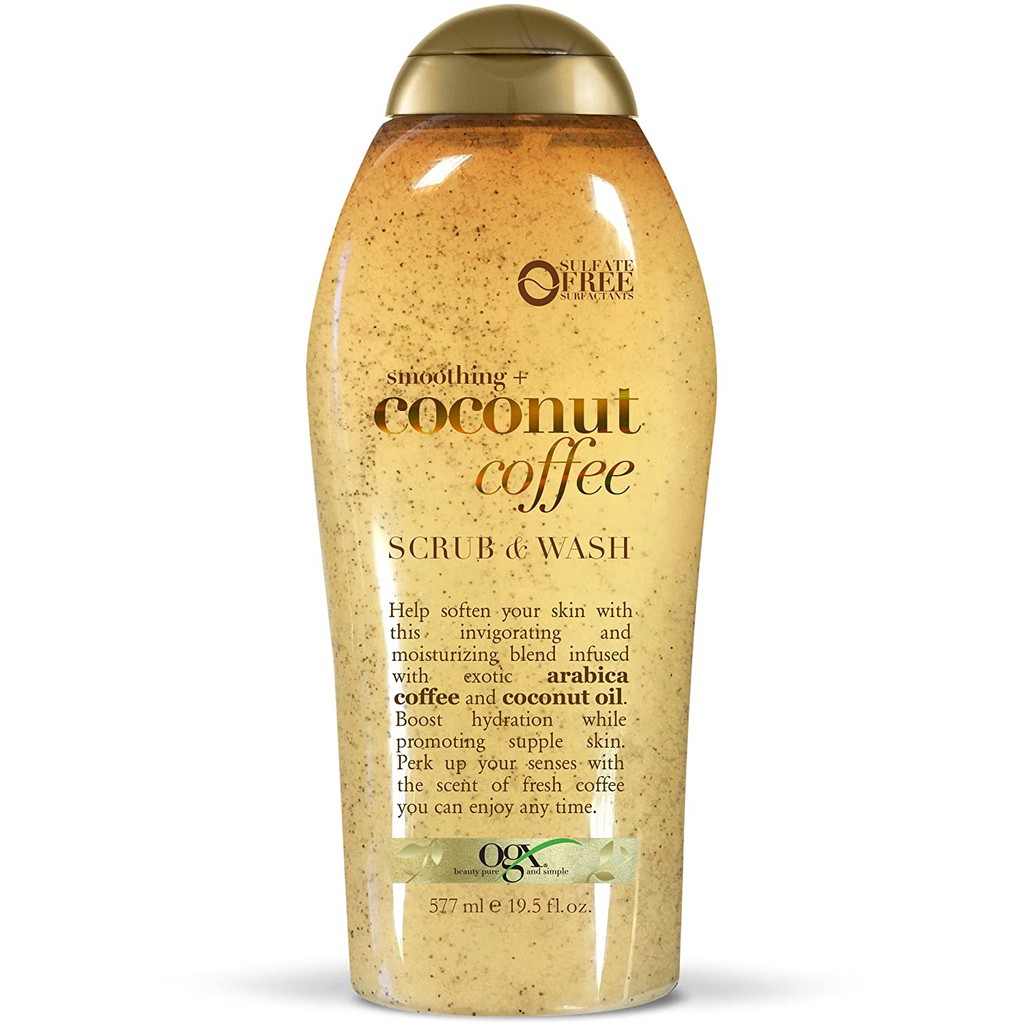 Tắm tẩy tế bào chết body dừa &amp; cà phê OGX Smoothing + Coconut Coffee Body Scrub &amp; Wash 577ml