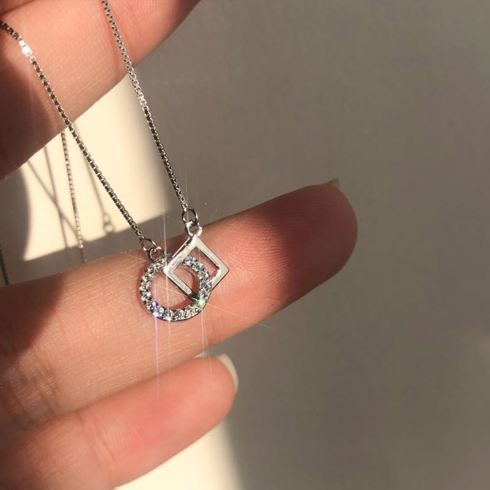 Vòng cổ Thiết Kế Mặt Hình Học Đơn Giản Sang Trọng Phong Cách Hàn Quốc