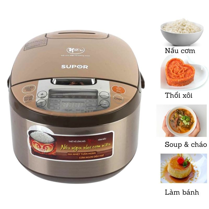 Nồi cơm điện tử Supor CFXB50FC33VN-75 lòng nồi Niêu 1.8L - tặng kèm vỉ hấp