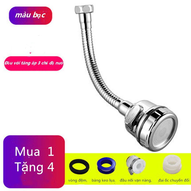 Đầu vòi rửa chén tăng áp 3 mức độ cho bồn rửa chén chất liệu inox 304 đầu phun tia nước cực mạnh