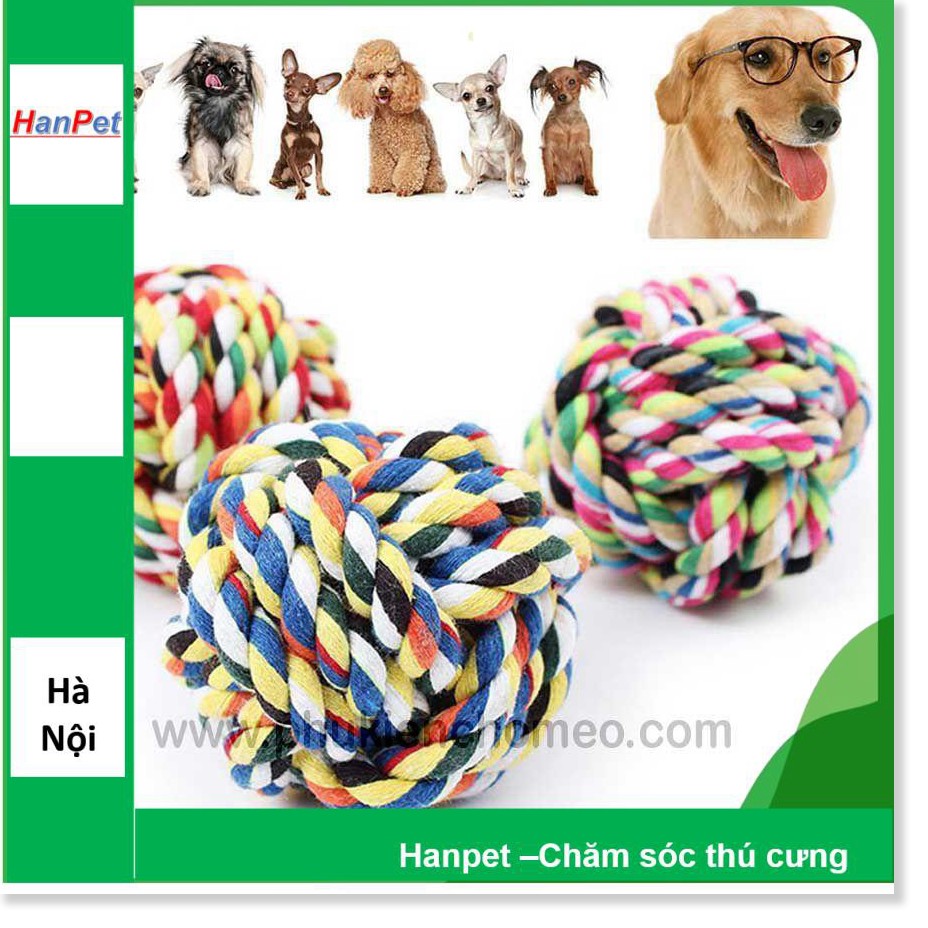 [Mã giảm giá] HN - Các loại đồ chơi chó  Bóng tết thừng bóng 7 sắc  đồ chơi chó mèo dạng banh cho chó tập cắn