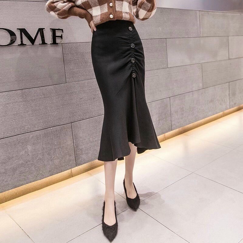 Chân váy len dáng dài đuôi cá ziczac QC siêu xinhh | BigBuy360 - bigbuy360.vn