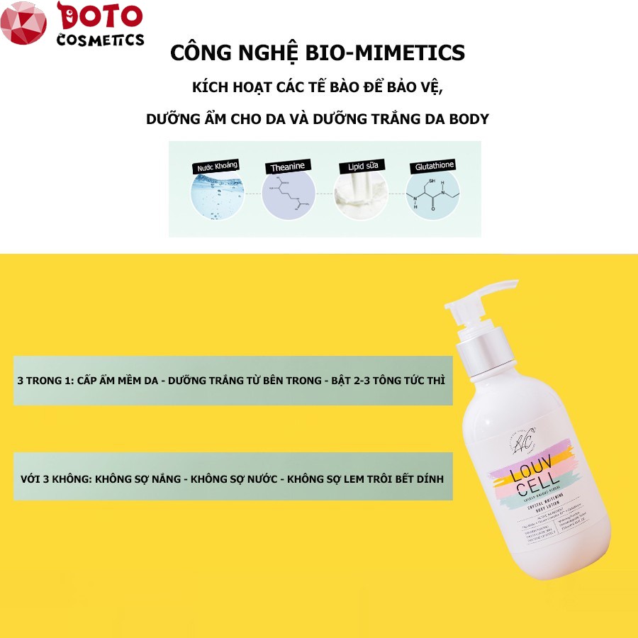 🍀 Kem Dưỡng Trắng Da Body Louv Cell [FREESHIP] Crystal Whitening Body Lotion 120ml, 250ml 🍀