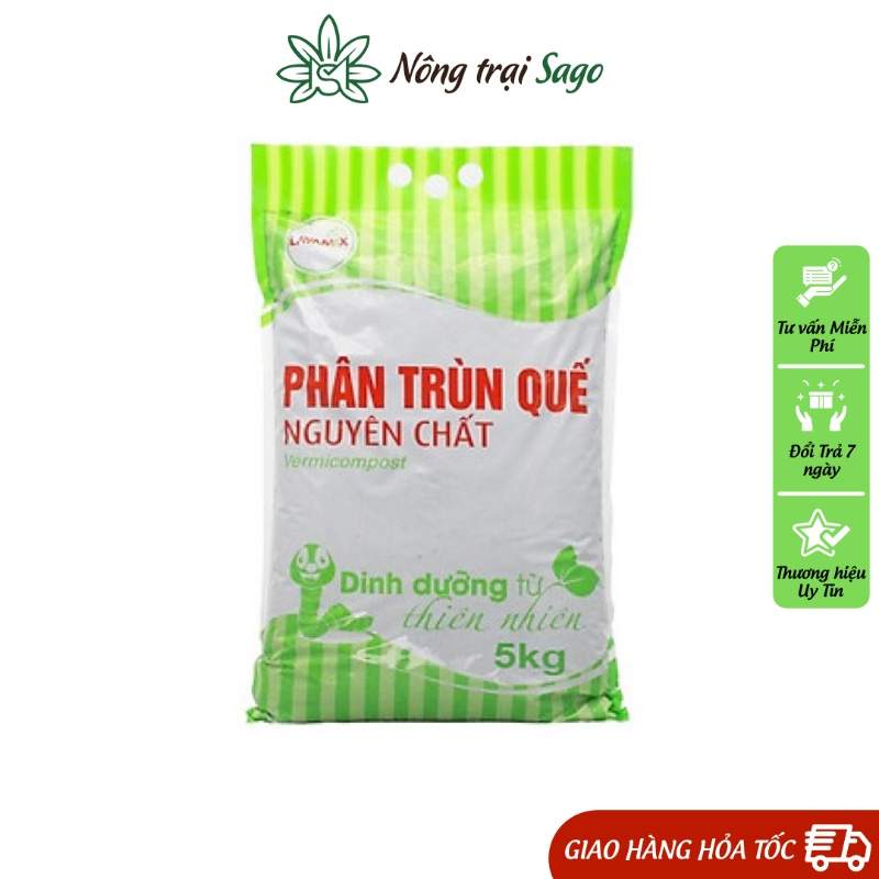 Phân Trùn Quế Lavamix (Túi 5KG) Phân Trùng Quế Đã Xử Lý, Giàu Dinh Dưỡng Cho Mọi Loại Cây Trồng - Nông Trại Sago