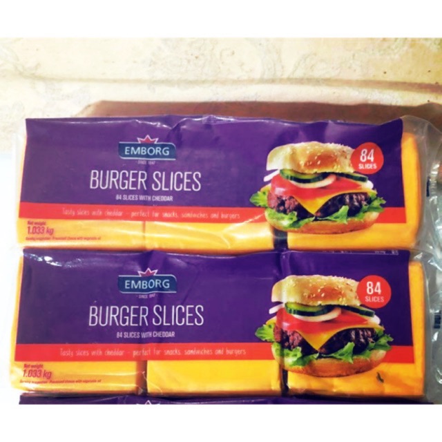 Phô mai lát màu Burger Slices Emborg - 84 lát - Gói 1,033kg