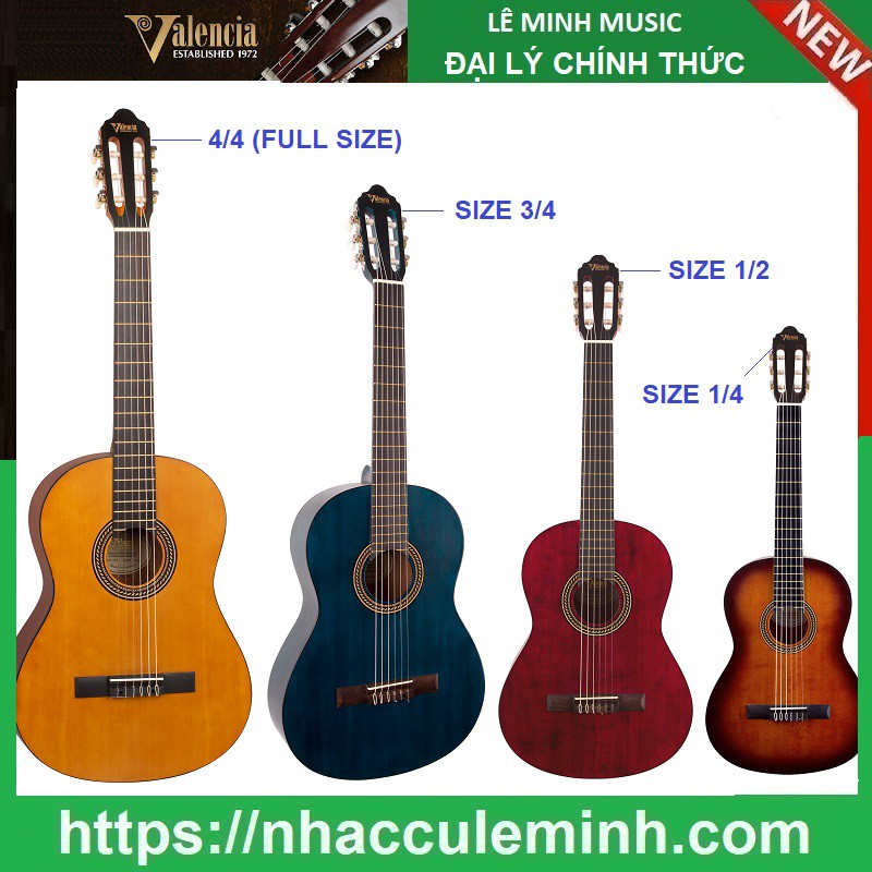 Đàn Guitar Classic Valencia VC 200 ( Size 4/4 , 3/4 , 1/2 ,1/4 )