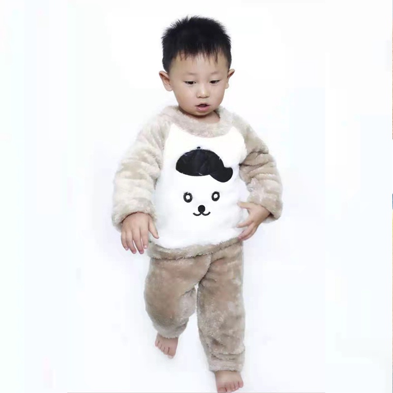 Bộ Đồ Ngủ Lông Cừu Dày Dặn Ấm Áp Theo Phong Cách Mùa Đông Dành Cho Bé