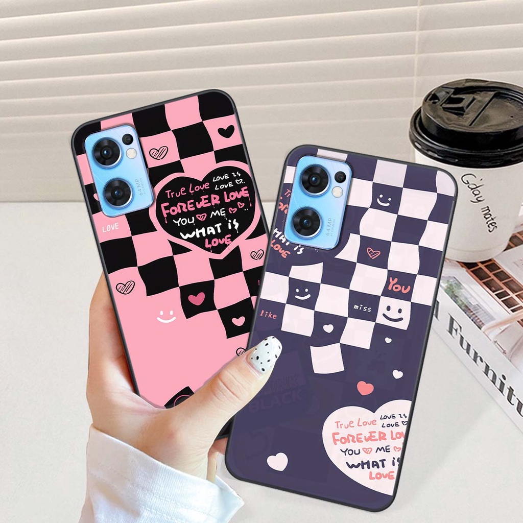Ốp Oppo Reno7 / Reno7 Z 5G / Reno 7 in hình trái tim, caro kẹo ngọt đầy cá tính siêu đẹp siêu chất