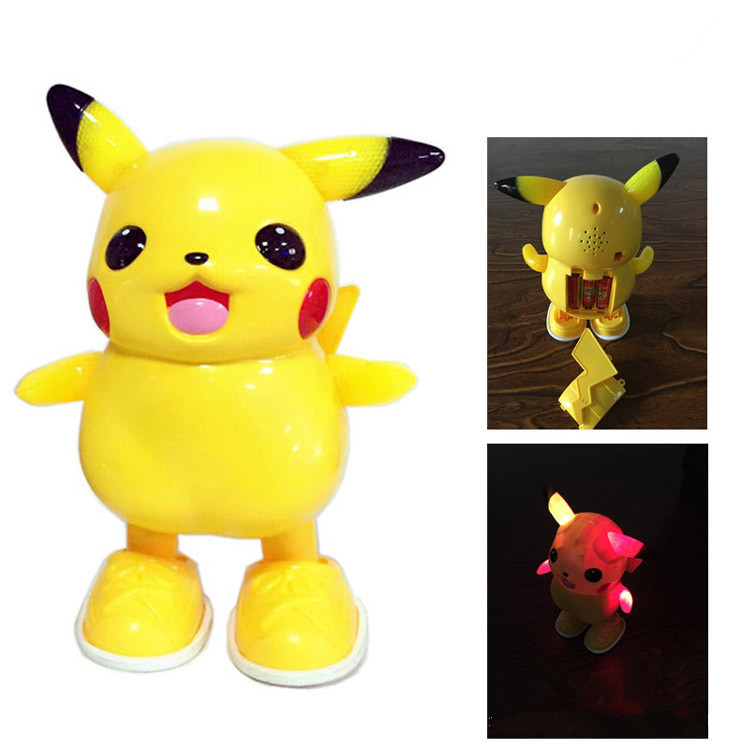 New LED Music Dance Hero Robot Pokemon Dancing Detective Pikachu Cute Pegga Pig Kids Toys Hot Sale