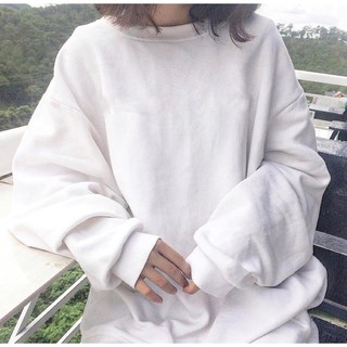 [UNISEX] SWEATER BASIC - ÁO NỈ TRƠN NAM NỮ MÀU TRẮNG