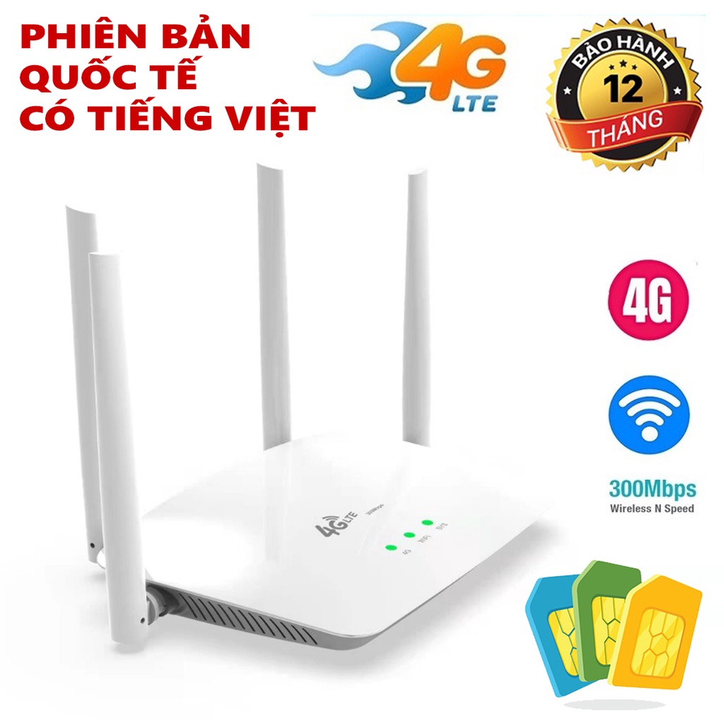 Bộ phát wifi 4G/3G chạy từ sim 4G LTE - R102 - 4 ăngten dùng cho nơi không có đường truyền internet