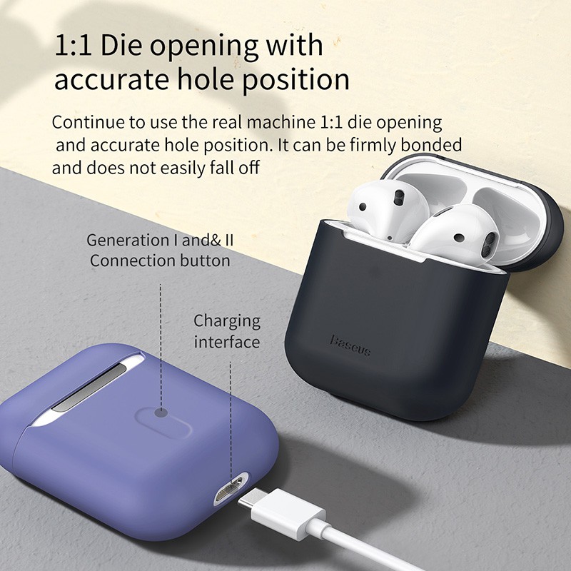 Bao case silicon siêu mỏng cho tai nghe Apple Airpods 1 / 2 hiệu Baseus Ultra thin mỏng 0.88mm) - Hàng chính hãng