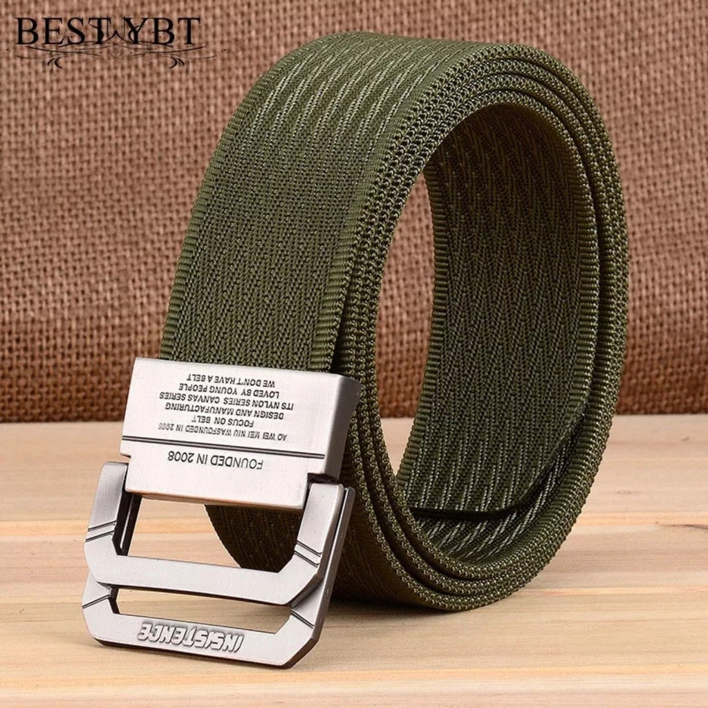 THẮT LƯNG NAM THỜI TRANG VẢI CANVAS GÀI 2 THANH KIM LOẠI THƯƠNG HIỆU ENNIU 13Y INSISTENCE