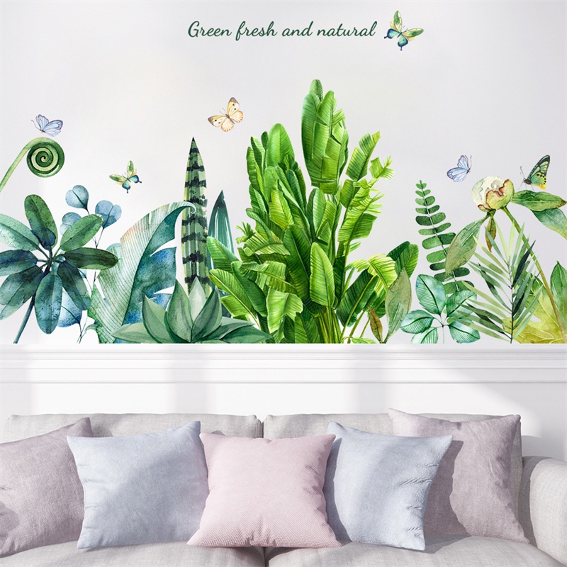 Giấy Dán Tường Hình Chậu Cây Xanh Phong Cách Bắc Âu Sáng Tạo Trang Trí Phòng Khách