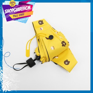 Ô dù gấp gọn họa tiết hình gấu brown