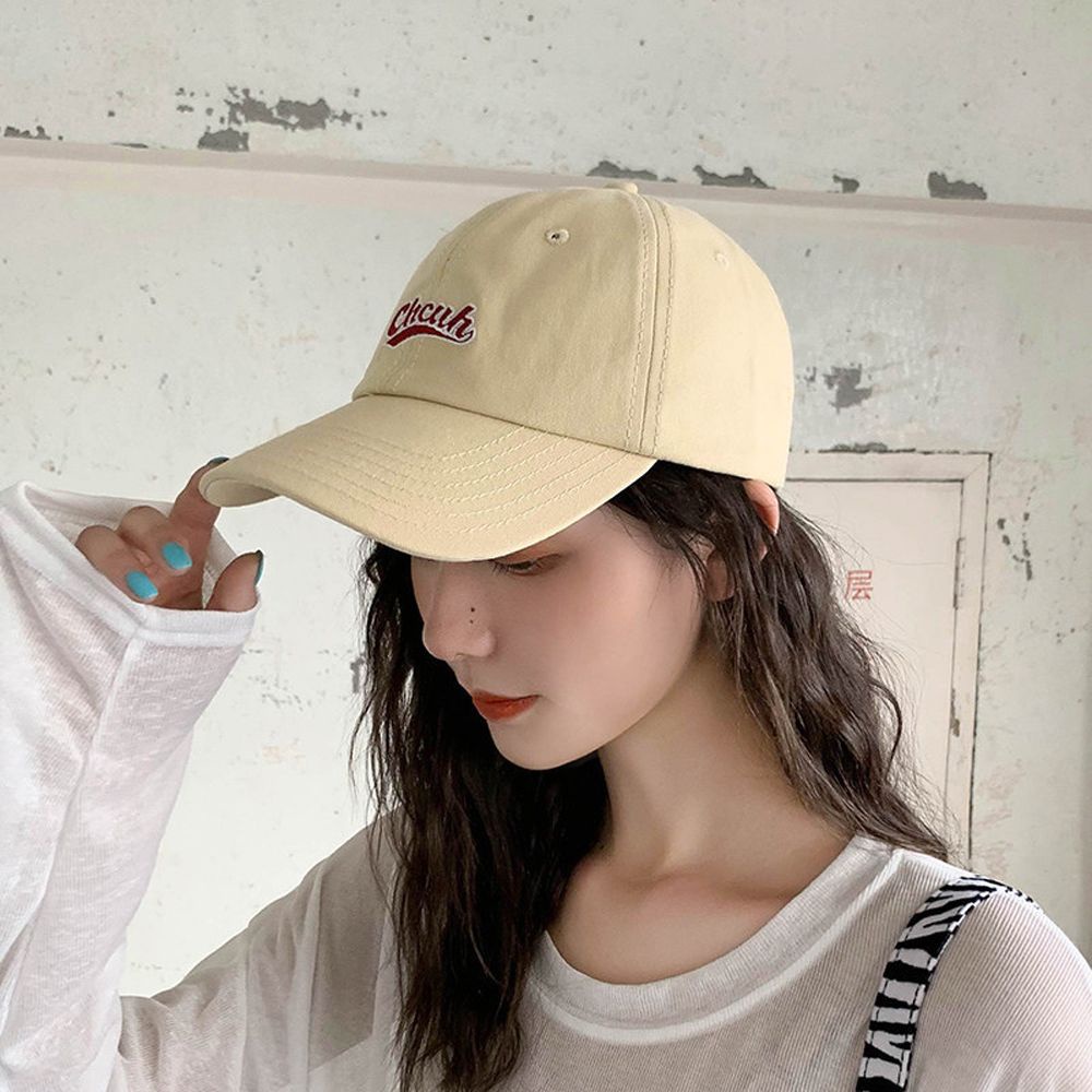 Mũ lưỡi trai vành cong mềm thêu họa tiết chữ phong cách Hàn Quốc cho nam nữ